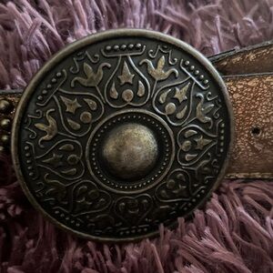 🚨 🥷 Burnished bronze look Belt with metallic look Buckle